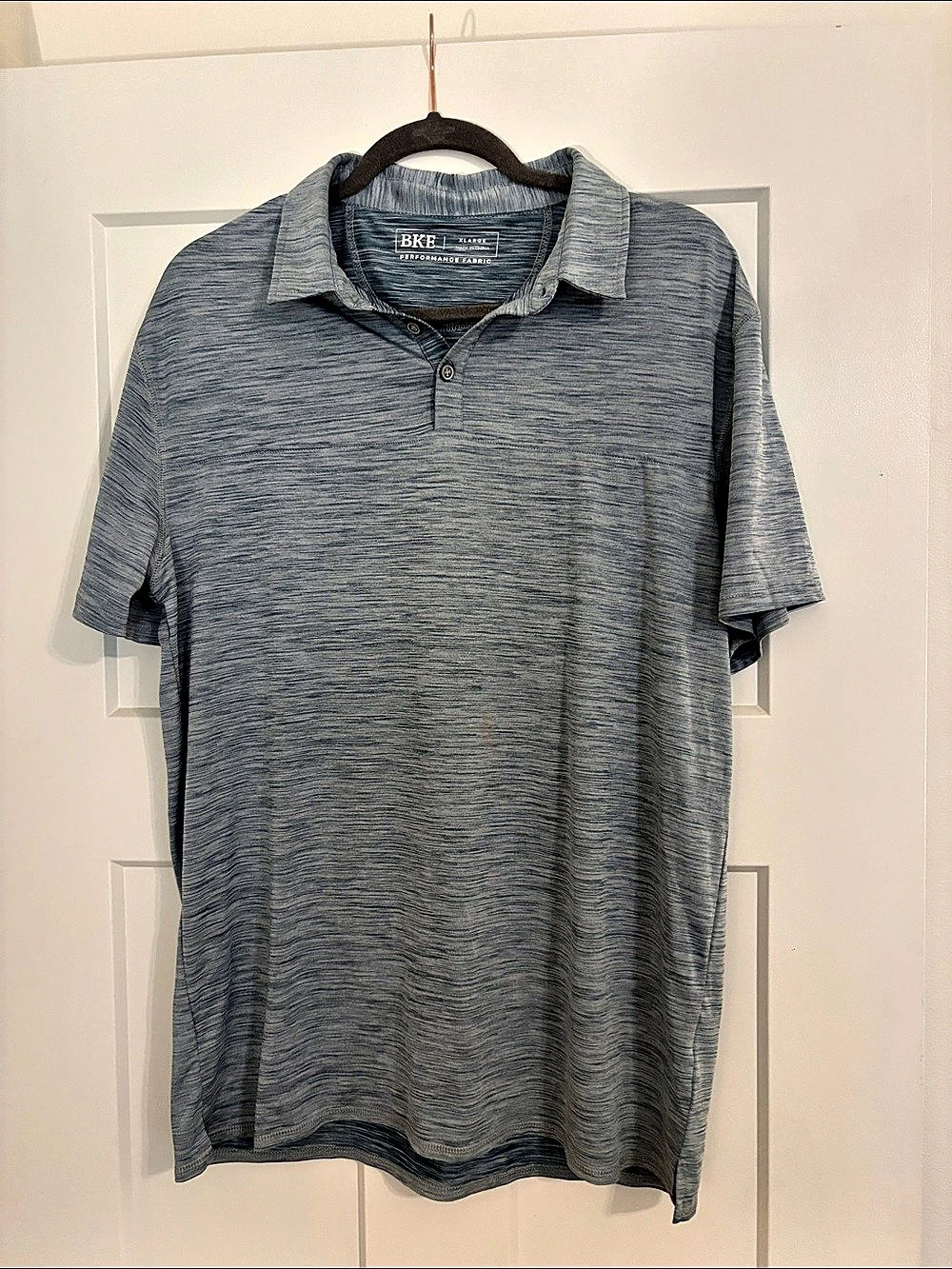 BKE Men's Performance Polo in Gray & Blue Size XL